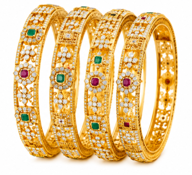 Navratna Stone Bangles (Set of 4)