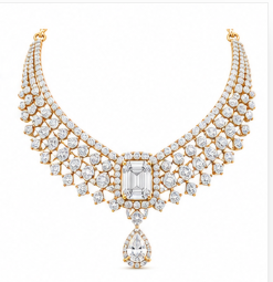 Diamond Bib Necklace with Emerald-Cut Centre