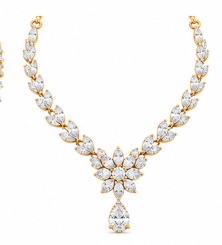 Diamond Floral V-Necklace with Pear Drop