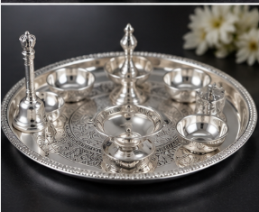 Silver Pooja Thali Set