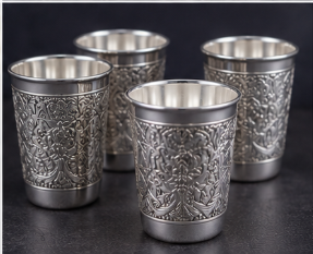 Antique Silver Glasses (Set of 4)