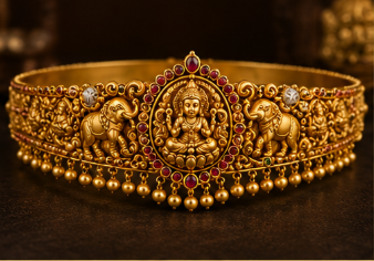 Antique Lakshmi Vaddanam with Elephants