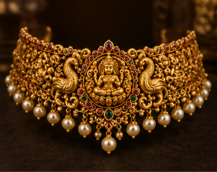 Antique Lakshmi Choker with Peacock Motif